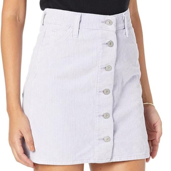 Levi's Buttonfront Corduroy Skirt- Purple Cord A-Line Mini Skirt- Size 25 - Picture 7 of 16